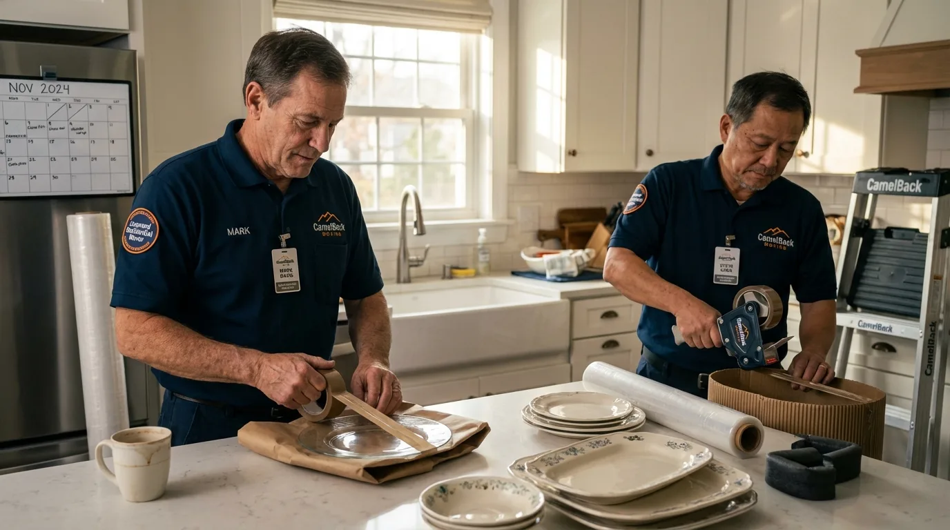 Professional crew packing kitchen dishware in Star, ID